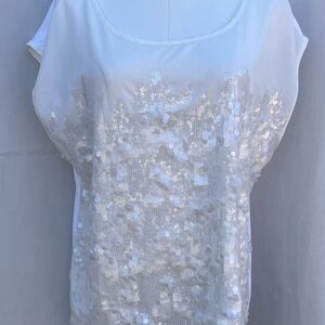 Calvin Klein Women’s White Sequin Blouse,‎ size XL
